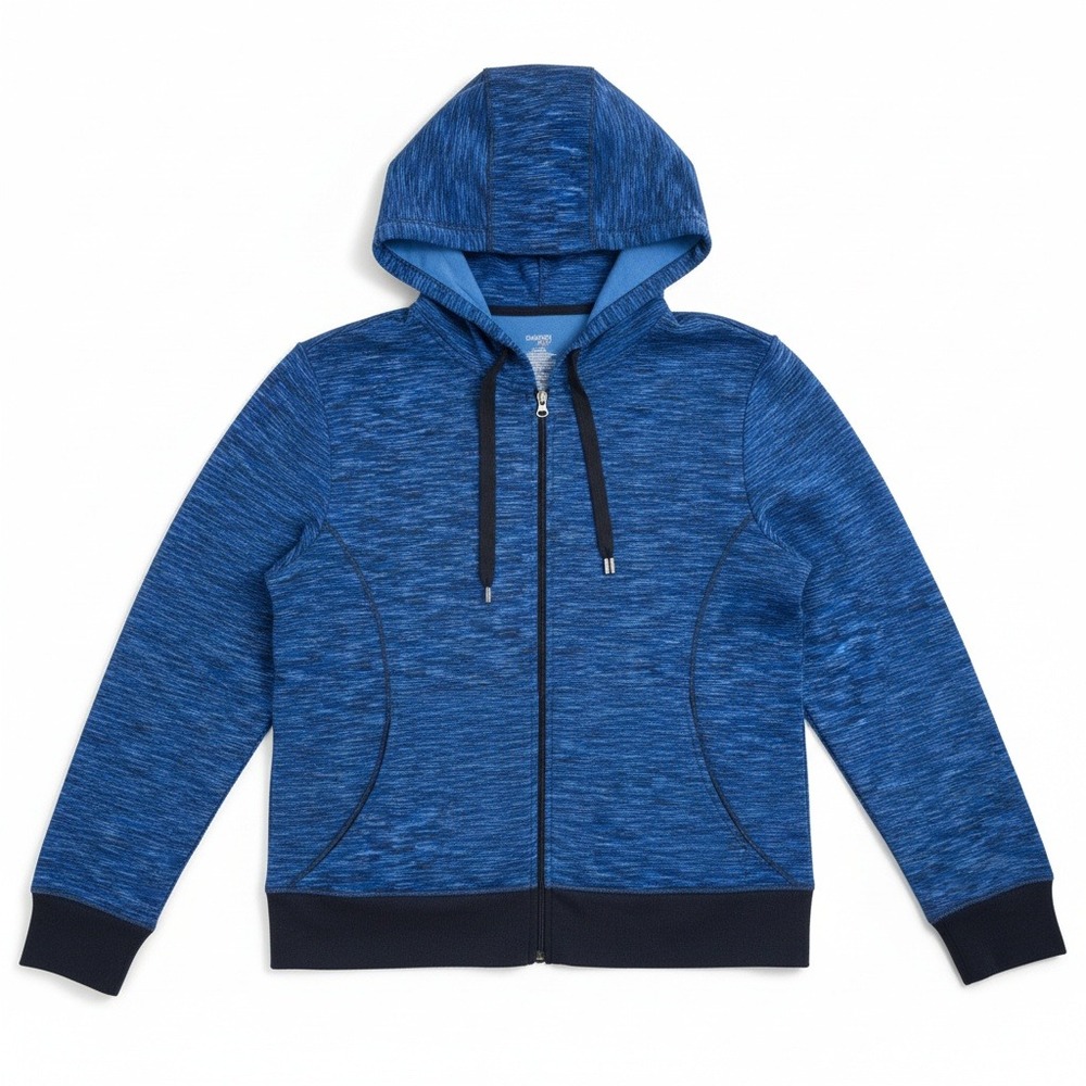 Danskin Now Womens XL Blue Space Dye Full Zip Hoodie DL32T002P Royal Combo